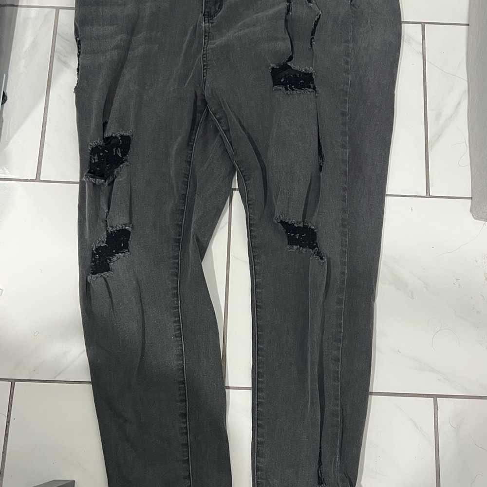 Distressed Gray Jeans